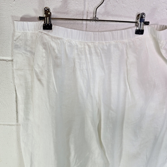 Eileen Fisher White Organic Linen Pull On Pants - Picture 4 of 6